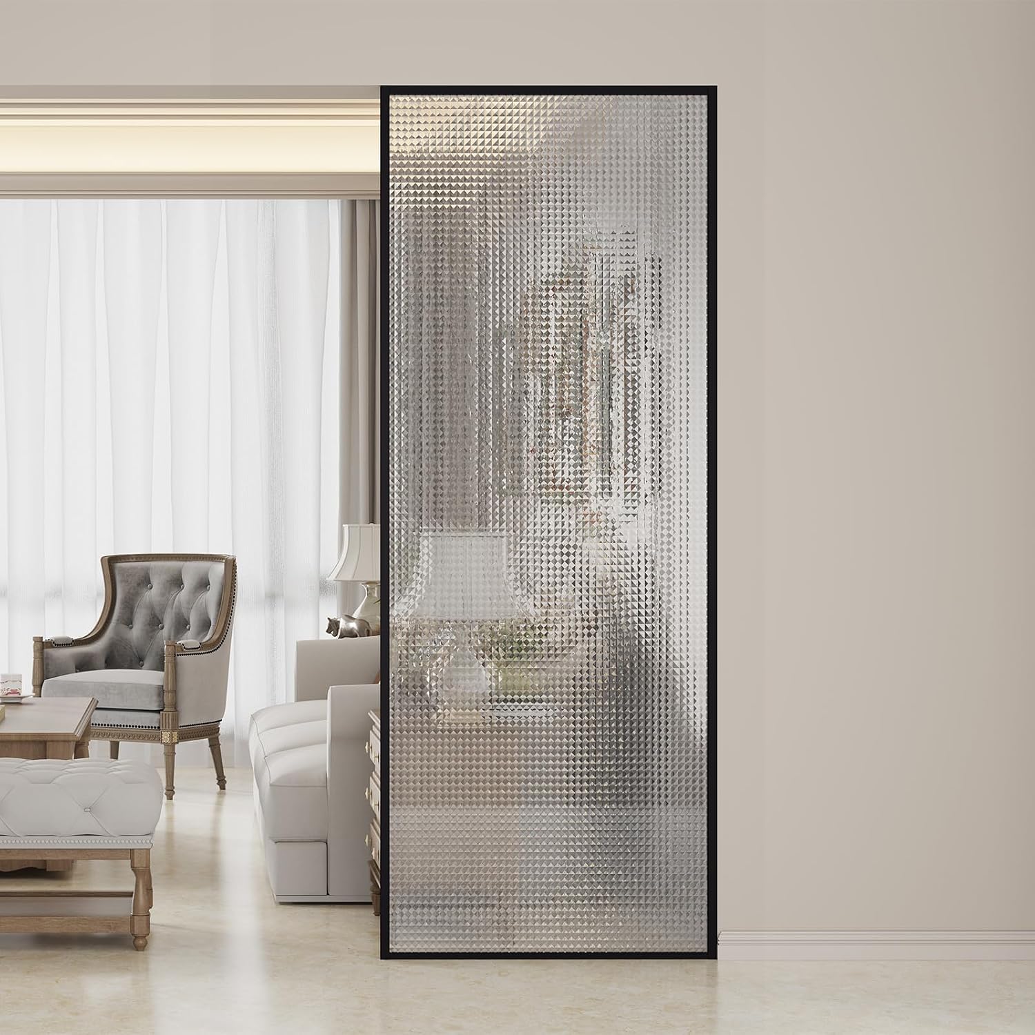 Dimaris Shower Door 30' X 78' Tempered Fluted Glass Framed Shower Screen Shower Glass Panel for Walk-in Bathroom Shower, Matte Black Finish (Crystal Matte Black, 30 * 78)
