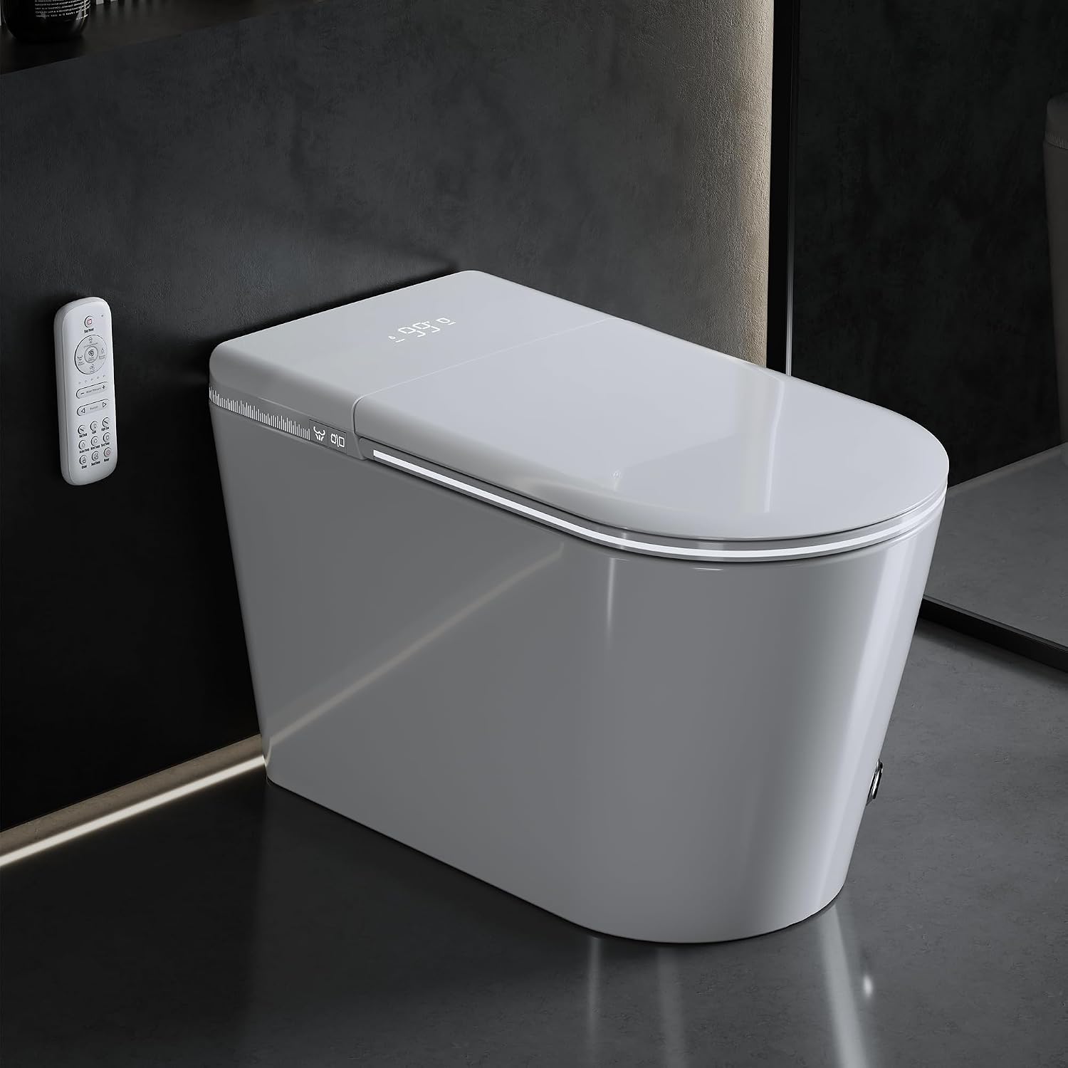 Luxury Smart Toilet with Heated Seat & Instant Warm Water with Remote Control Bidet,Hidden Foam Shield,Air Purification,One Piece Toilet with ADA Comfort Height,Modern Bathroom Toilet