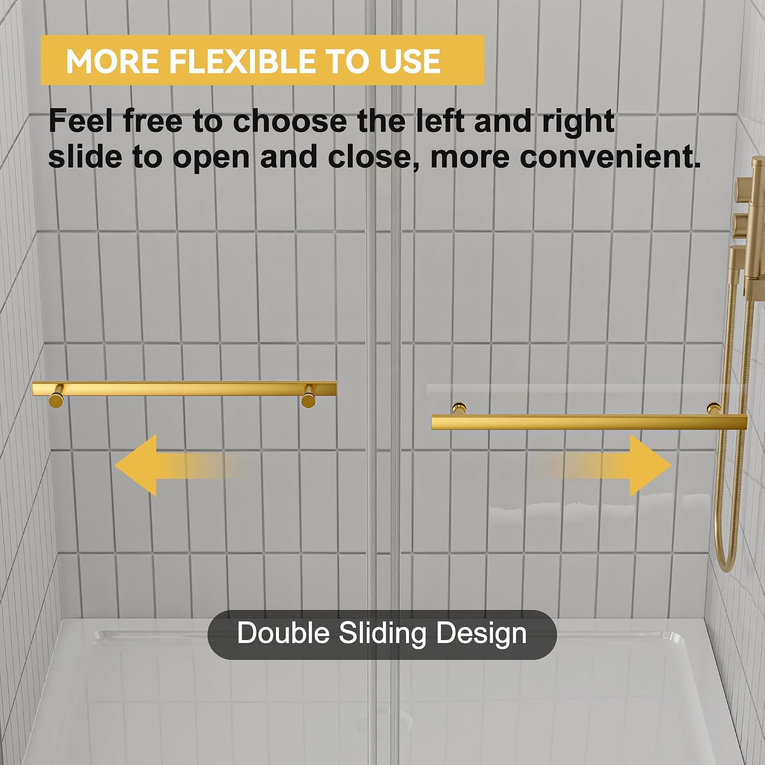 Findepot 44'-48' W x 75' H Frameless Shower Door, Double Sliding Shower Door,5/16'(8mm) Clear Tempered Glass,Stainless Steel Hardware,Brushed Gold