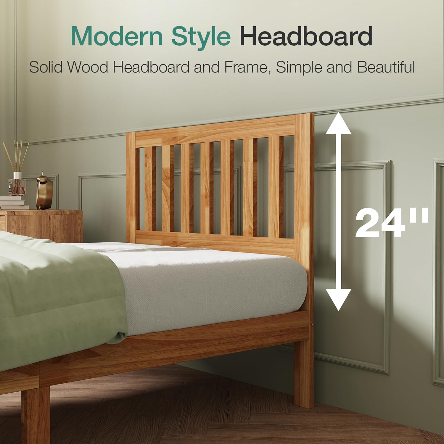 Novilla Twin Bed Frame Wood Twin Platform Bed Frame with 8.5 Inch Space Underneath, Bed Frame Twin with Headboard Solid Wood Bed Frame Foundation No Box Spring Needed, Easy Assembly