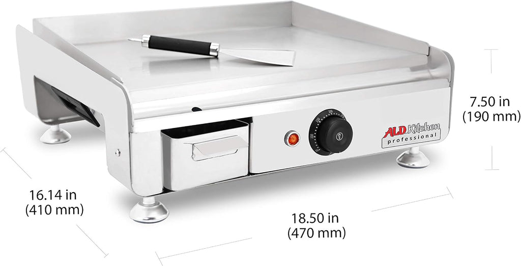 ALDKitchen Griddle Grill | Flat Top Electric Griddle | 18.5' x 16' | 110V
