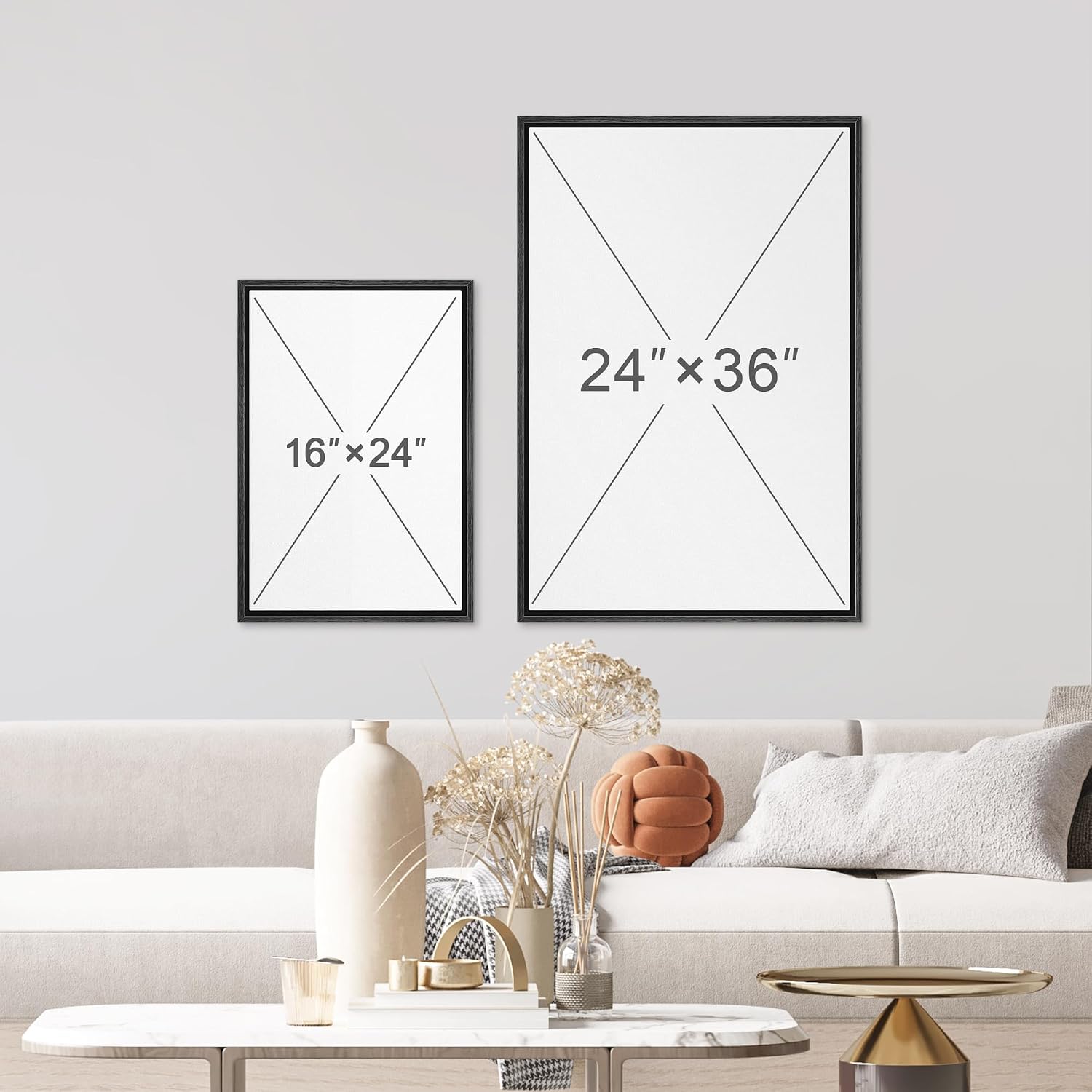 wall26 Framed Canvas Print Wall Art Set Gold Wave Geometric Mountain Range Nature Wilderness Illustrations Modern Art Decorative Landscape Zen for Living Room, Bedroom, Office - 16'x24'x3 Black