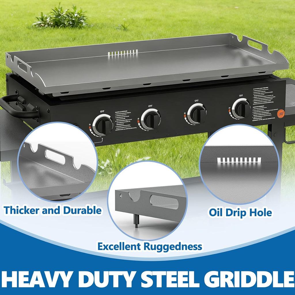 SafBbcue Upgrade 36' Griddle Replacement Top for Blackstone 36 inch 4 Burner Grill 1565 1841 2149 1560 1836 1984 Replacement Parts, 36 inch Flat Top Griddle with Handy Handle, Heavy Carbon Steel