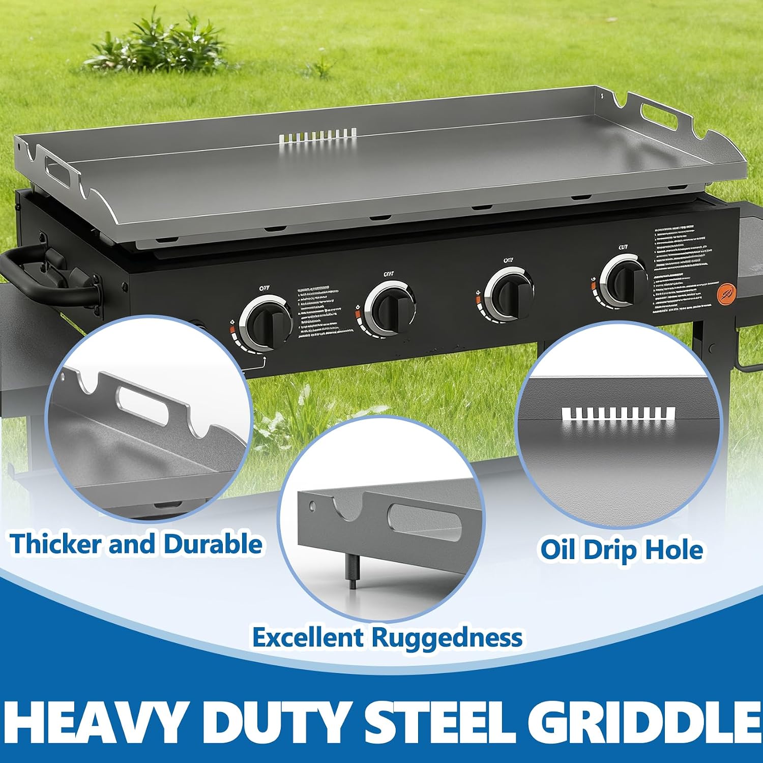 SafBbcue Upgrade 36' Griddle Replacement Top for Blackstone 36 inch 4 Burner Grill 1565 1841 2149 1560 1836 1984 Replacement Parts, 36 inch Flat Top Griddle with Handy Handle, Heavy Carbon Steel