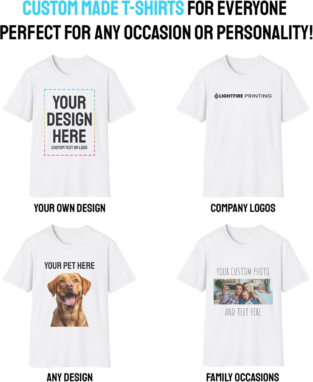 Custom T-Shirts - Personalized, Customized Cotton Tees - Create Your Own with Photo, Text, Name or Logo for Men and Women