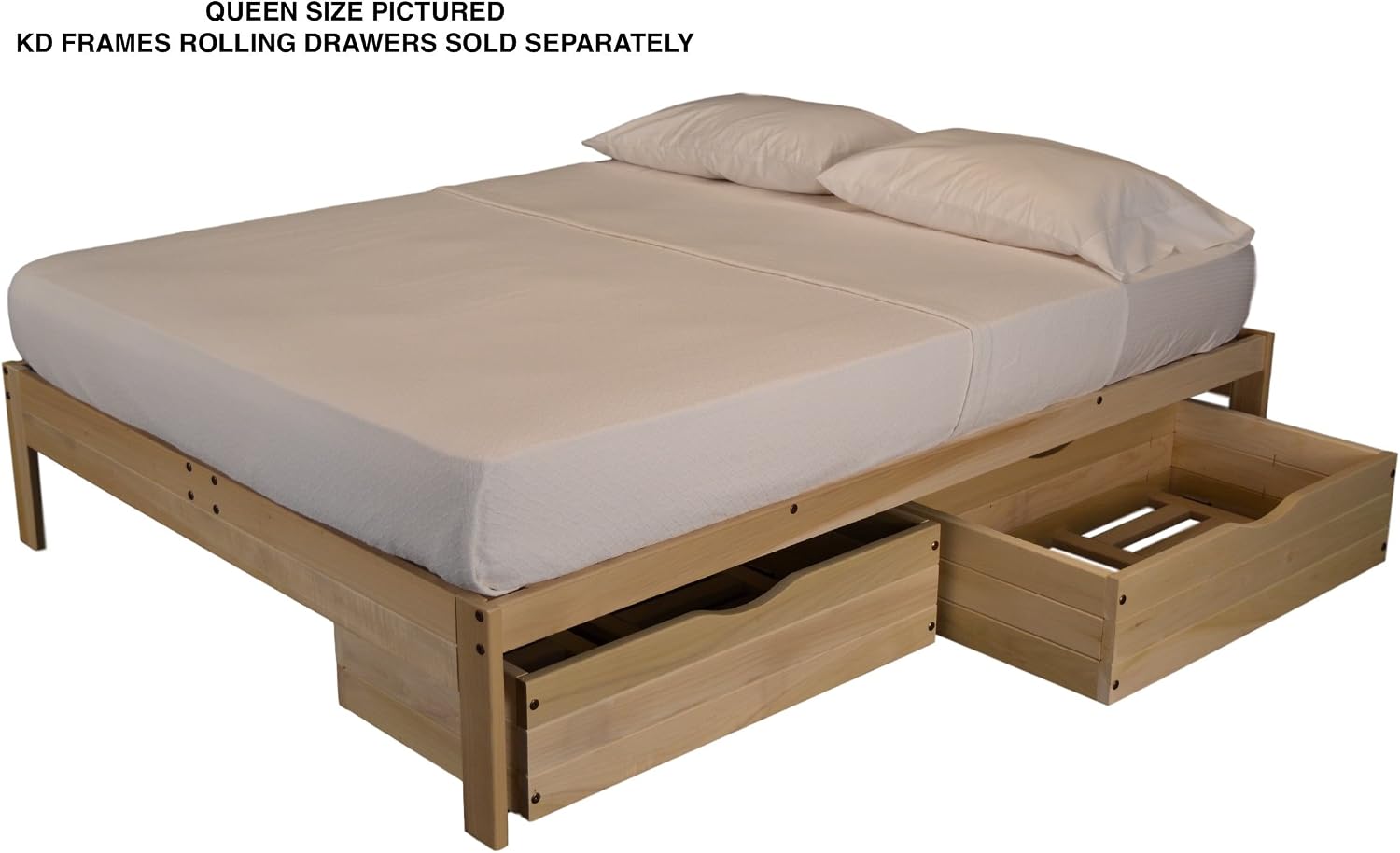 KD Frames Nomad Platform Bed - Full Bed Frame - Unfinished Wood Bed Frame - Minimalist Swedish Design - Natural Wood Bed - Easy Assembly, No Box Spring Needed - Solid Wood Full Platform Bed
