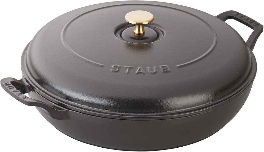 Staub Cast Iron Braiser, Dutch Oven, 3.5-quart, serves 3-4, Made in France, Matte Black