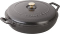 Staub Cast Iron Braiser, Dutch Oven, 3.5-quart, serves 3-4, Made in France, Matte Black