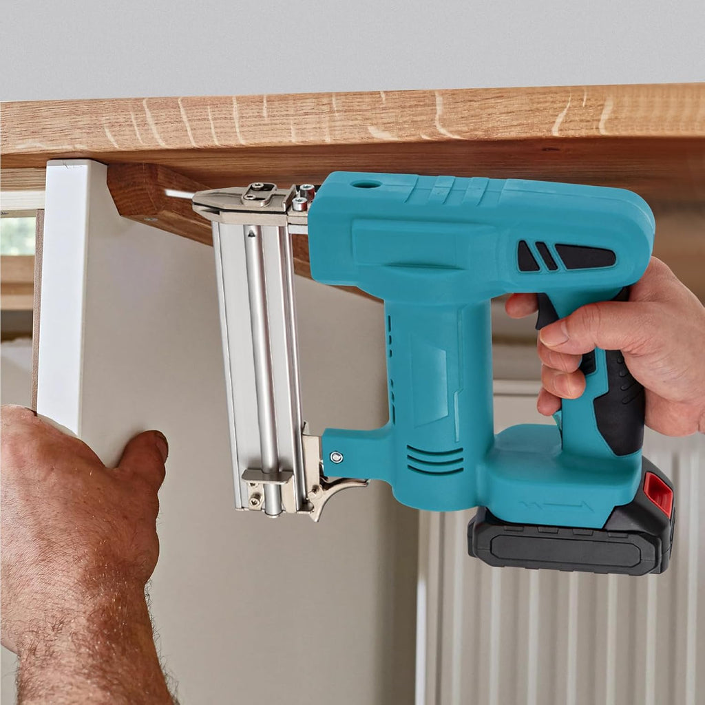 Nail Gun Battery Powered,2-in-1 Staple Gun,21V 100W Battery Powered Staple Gun, Nail Gun for Home Improvement, Woodworking（Blue）