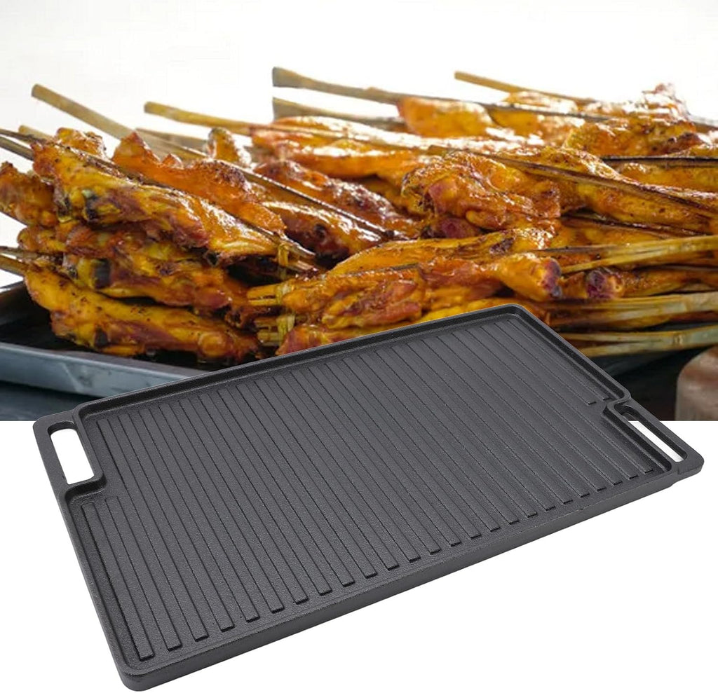 Cast Iron Reversible Grill Griddle, Non Stick Flat Top with Handles for Oven, Stovetop, and Grill