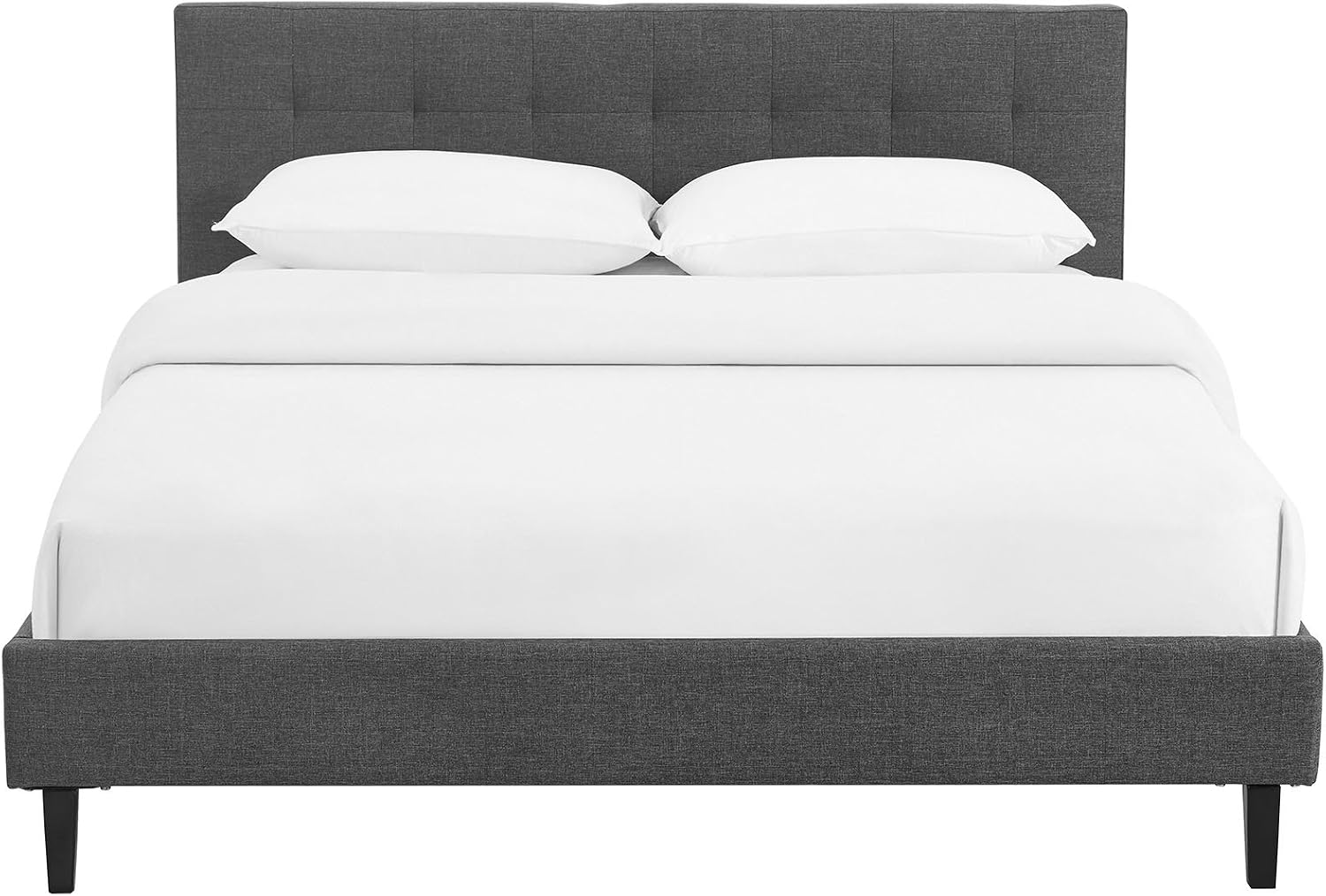 Modway Linnea Upholstered Gray Queen Platform Bed with Wood Slat Support