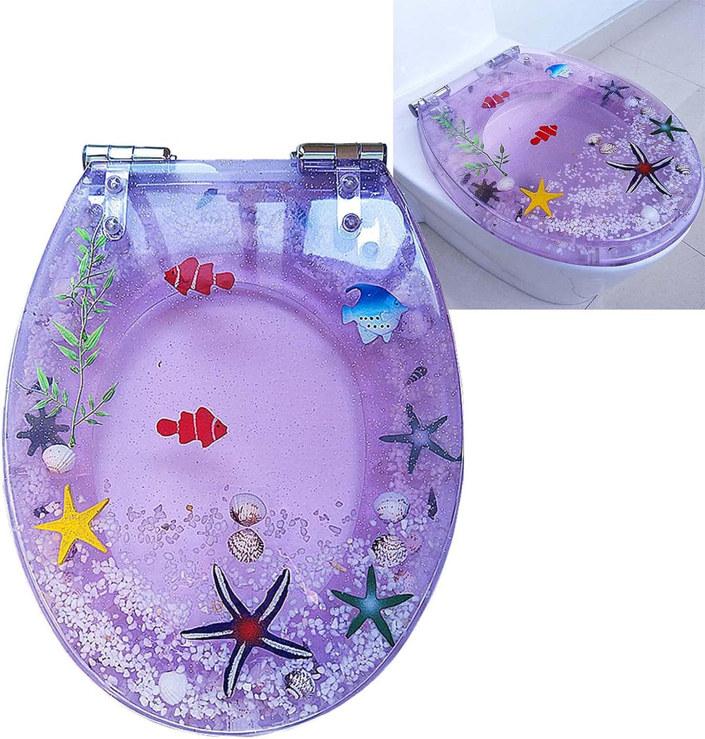 WEITONG Resin Toilet Seat, Round, Purple, Slow Close, Easy to Install & Clean