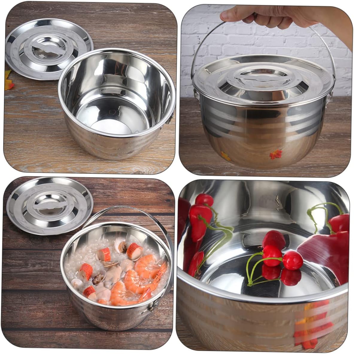 Camping Pot Blue Stove Top Kettle Stock Pot with Cover Stew Pot Skillet with Lid Braiser Pan with Lid Camping Cooking Supply Outdoor Hanging Basin Child Stainless St Pot
