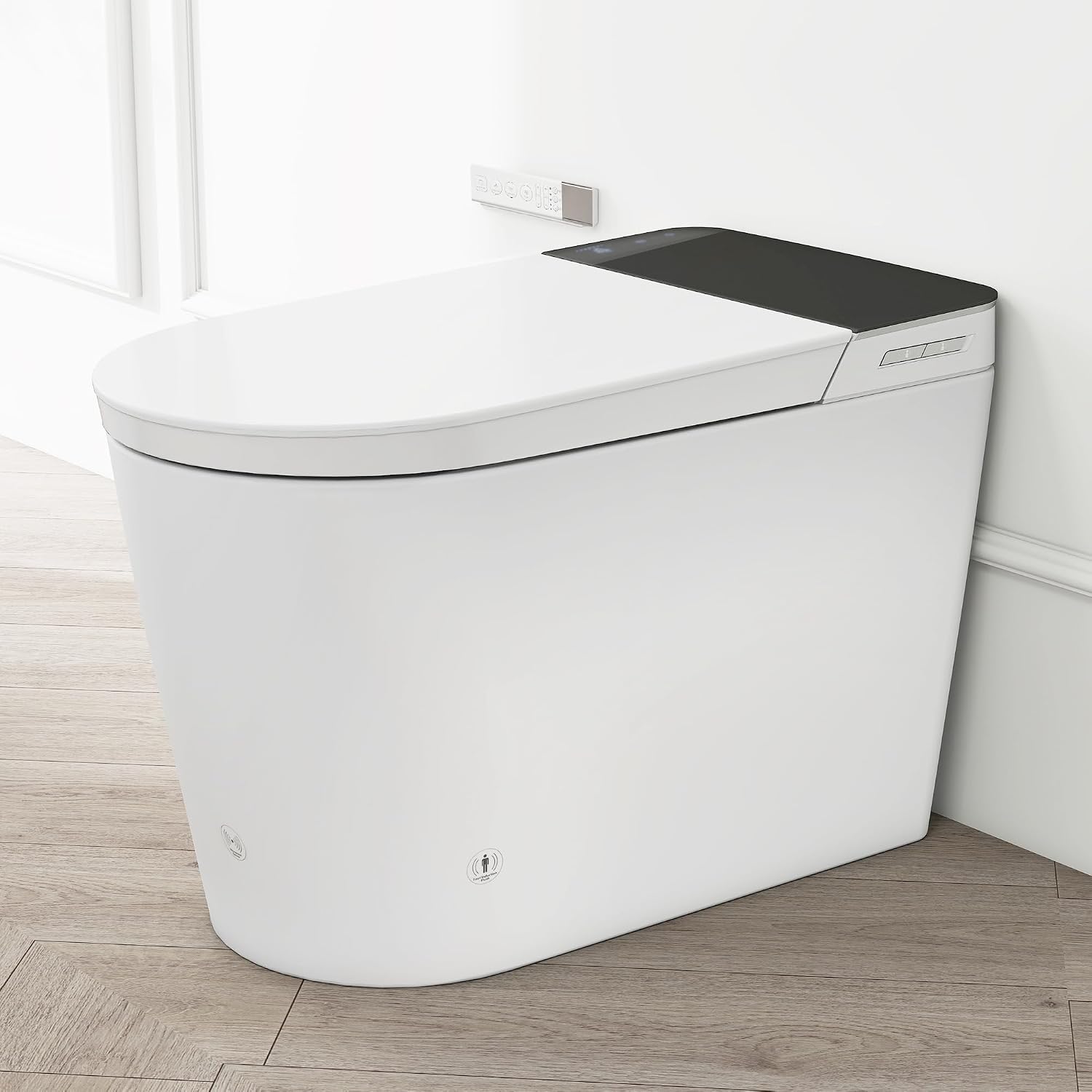 Tankless Smart Toilet with Bidet Built In, Auto Open & Close, Wider Bidet with Heated Seat, Warm Water and Dry, Foot Sensor, LED Display, Remote Control