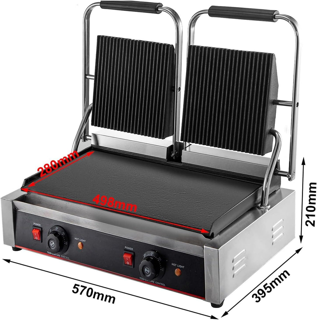Commercial Electric Griddle Stainless Steel Grill BBQ, Countertop Hotplate Flat Top Kitchen Grill, Business Catering BBQ Steak Bacon Fryer Pans