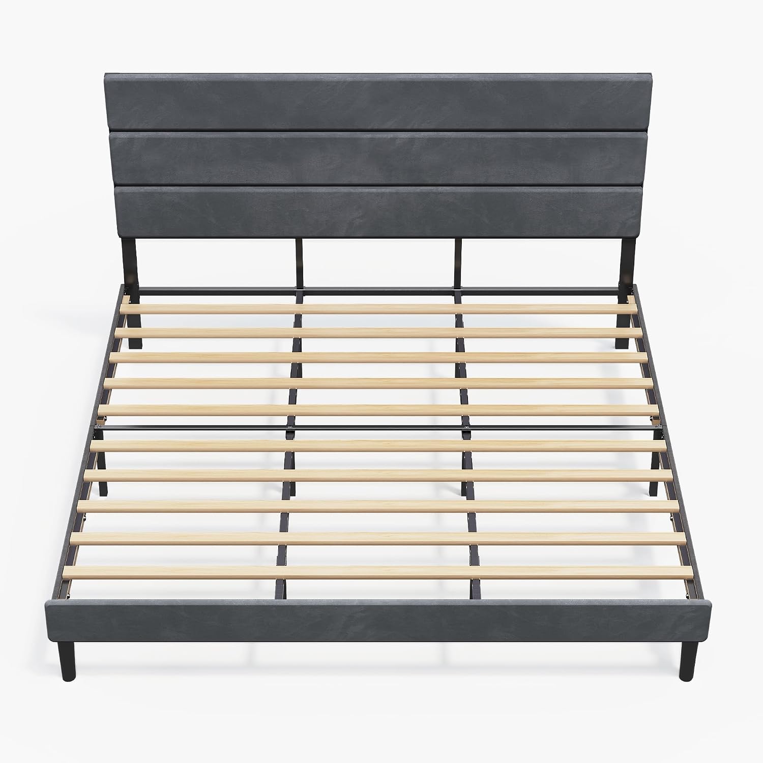 WLIVE Upholstered Bed Frame, King Size Bed Frame with Headboard, Platform Bed with Wood Slats, 1500LBS Mattress Foundation, No Box Spring Needed, Easy Assembly, Velvet Grey