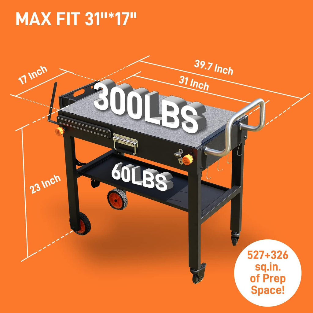 Blackstone Griddle Stand, Portable Outdoor Grill Table, Foldable Grill Cart With Wheels Fit 22 Inch or 17 Inch, Camping Folding Pizza Oven Tables Fit Ninja Grill and Weber，Blackstone Table