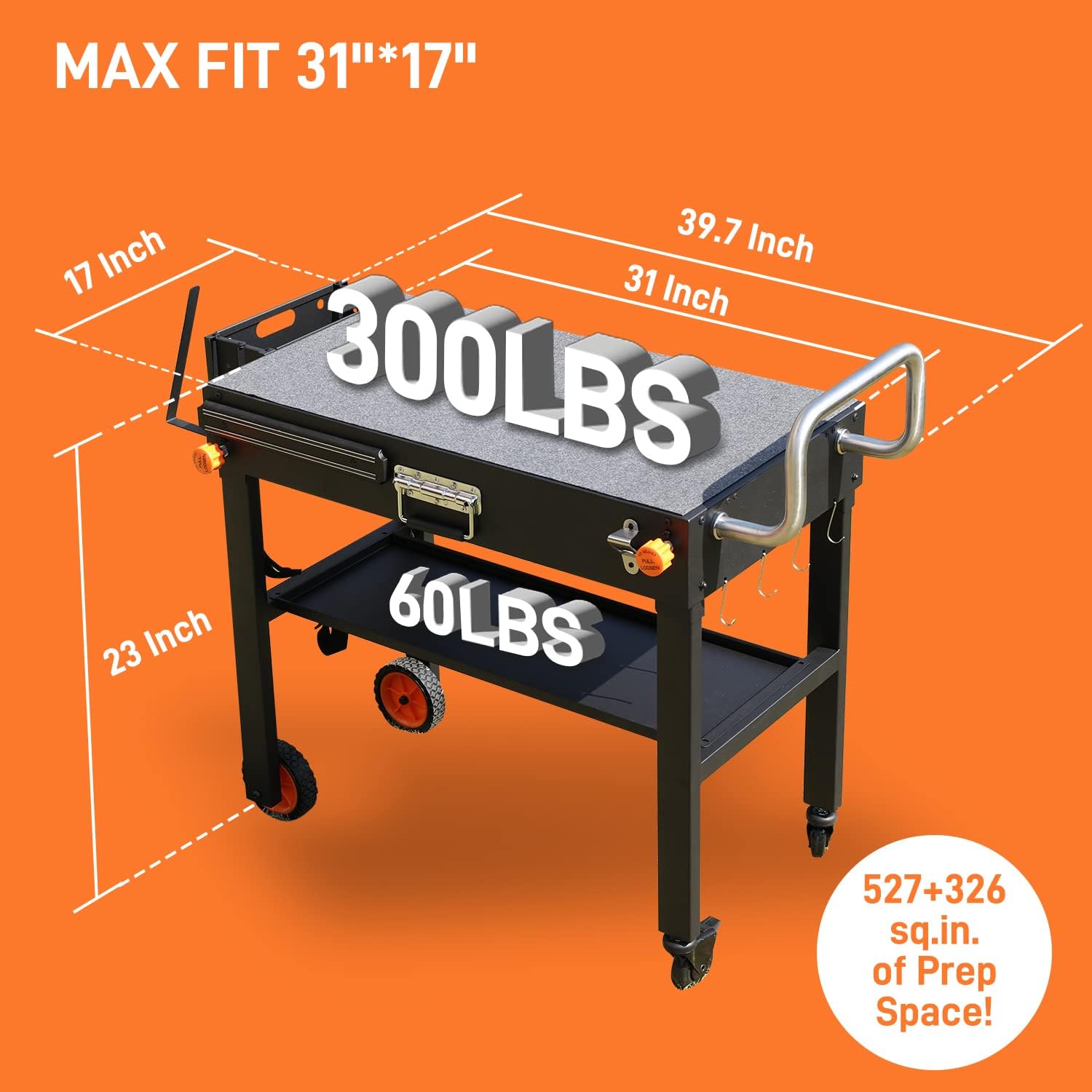 Blackstone Griddle Stand, Portable Outdoor Grill Table, Foldable Grill Cart With Wheels Fit 22 Inch or 17 Inch, Camping Folding Pizza Oven Tables Fit Ninja Grill and Weber，Blackstone Table