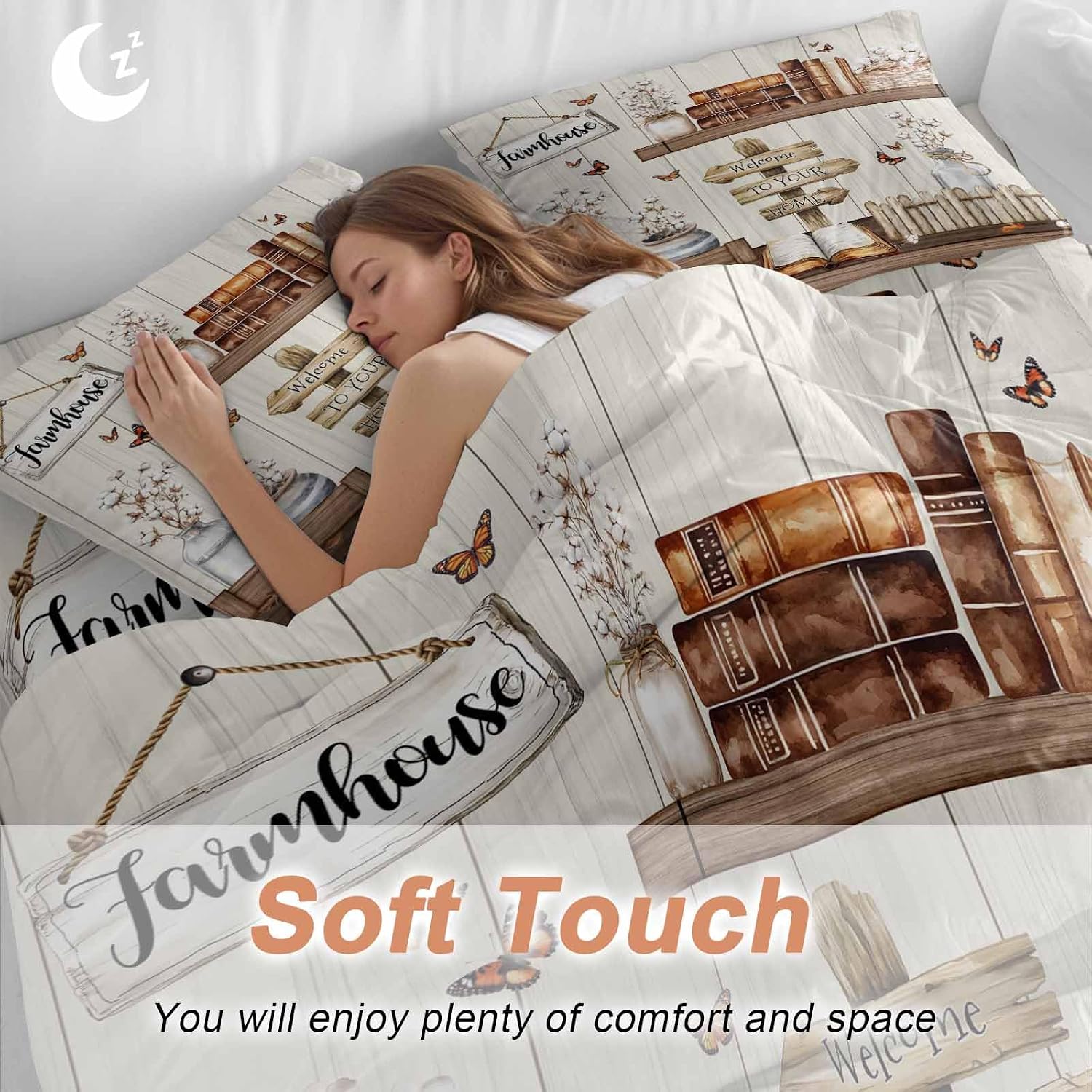 Prime Leader Vintage Duvet Cover Set Queen Size 4 Pieces Welcome to Your Home Farmhouse Cotton Bottle Bedding Set with Zipper Closure, 1 Comforter Cover 92x106 Inches 1 Flat Sheet & 2 Pillow Cases