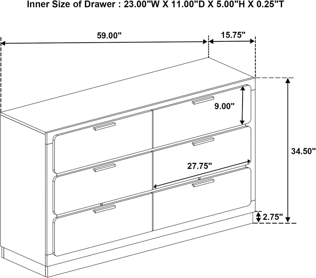 Coaster Home Furnishings Caraway Contemporary 5-Piece Bedroom Set Fabric Upholstered Eastern King Size LED Panel Bed Frame 55-inch Headboard White 224771KE-S5