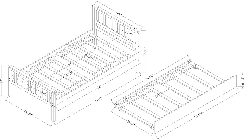 Bellemave Twin Kids Bed with Storage Twin Trundle, Wood Daybed for Kids, Adults, Espresso