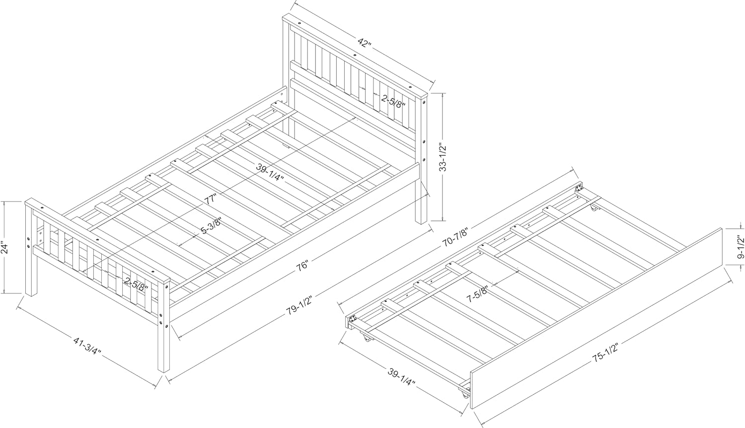 Bellemave Twin Kids Bed with Storage Twin Trundle, Wood Daybed for Kids, Adults, Espresso