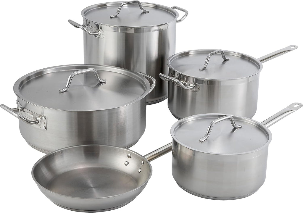 Winco Commercial-Grade Stainless Steel Brazier with Lid, 30 Quart