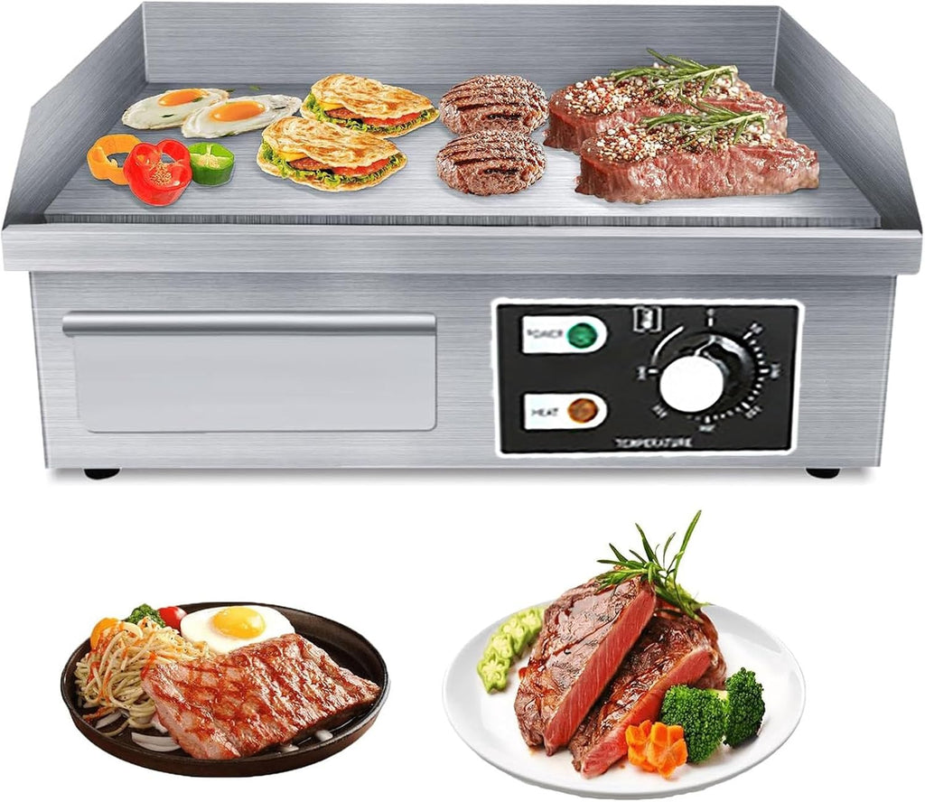 Electric Griddle Cooktop, Electric Countertop Griddle Commercial Flat Top Grill Griddle, Steel Cooking Plate BBQ Plate Grill for Home or Restaurant Use, 50-300℃,220V