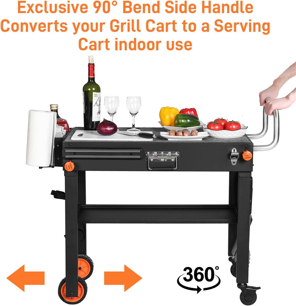 Blackstone Griddle Stand, Portable Outdoor Grill Table, Foldable Grill Cart With Wheels Fit 22 Inch or 17 Inch, Camping Folding Pizza Oven Tables Fit Ninja Grill and Weber，Blackstone Table