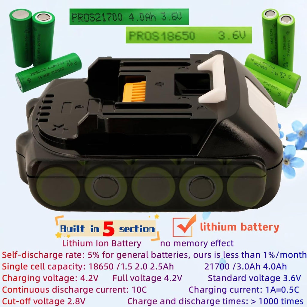 3.0Ah Compatible with Makita 18V Battery Replacement Tools (Real Capacity Label) BDF452 BL1815N BL1820B BL1830B BL1840B BL1850B BL1860B Drill Battery