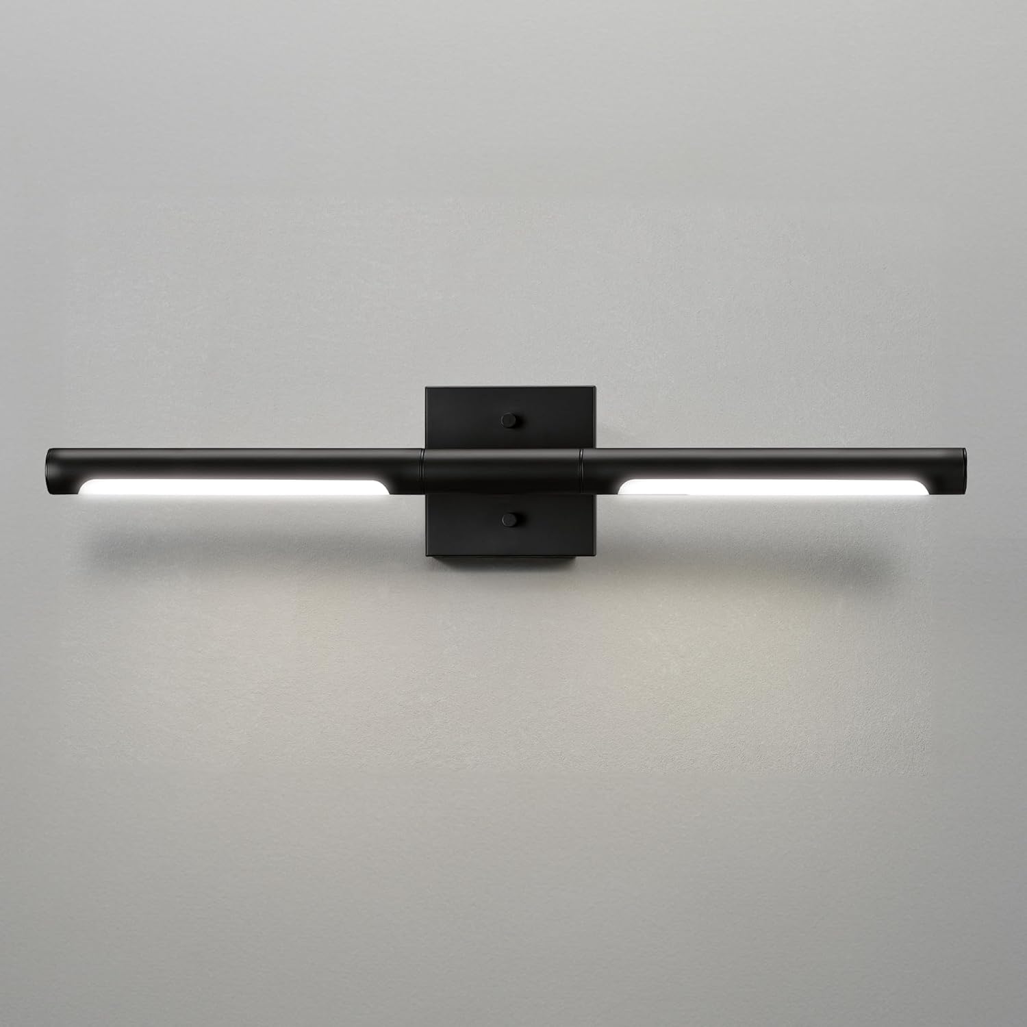 Globe Electric 63000203 5-Piece All-in-One Bathroom Set, 2-Light LED Vanity Light, Matte Black, 1200 Lumen, Towel Bar, Robe Hook, Toilet Paper Holder, Towel Ring, Bathroom Lights Over Mirror