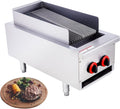 Commercial Gas Charbroiler, 14' 2-Burner 40,000 BTU Countertop Gas Grill, Heavy-Duty Stainless Steel, ETL Certified for Restaurant Kitchen, Food Truck, Cafeteria