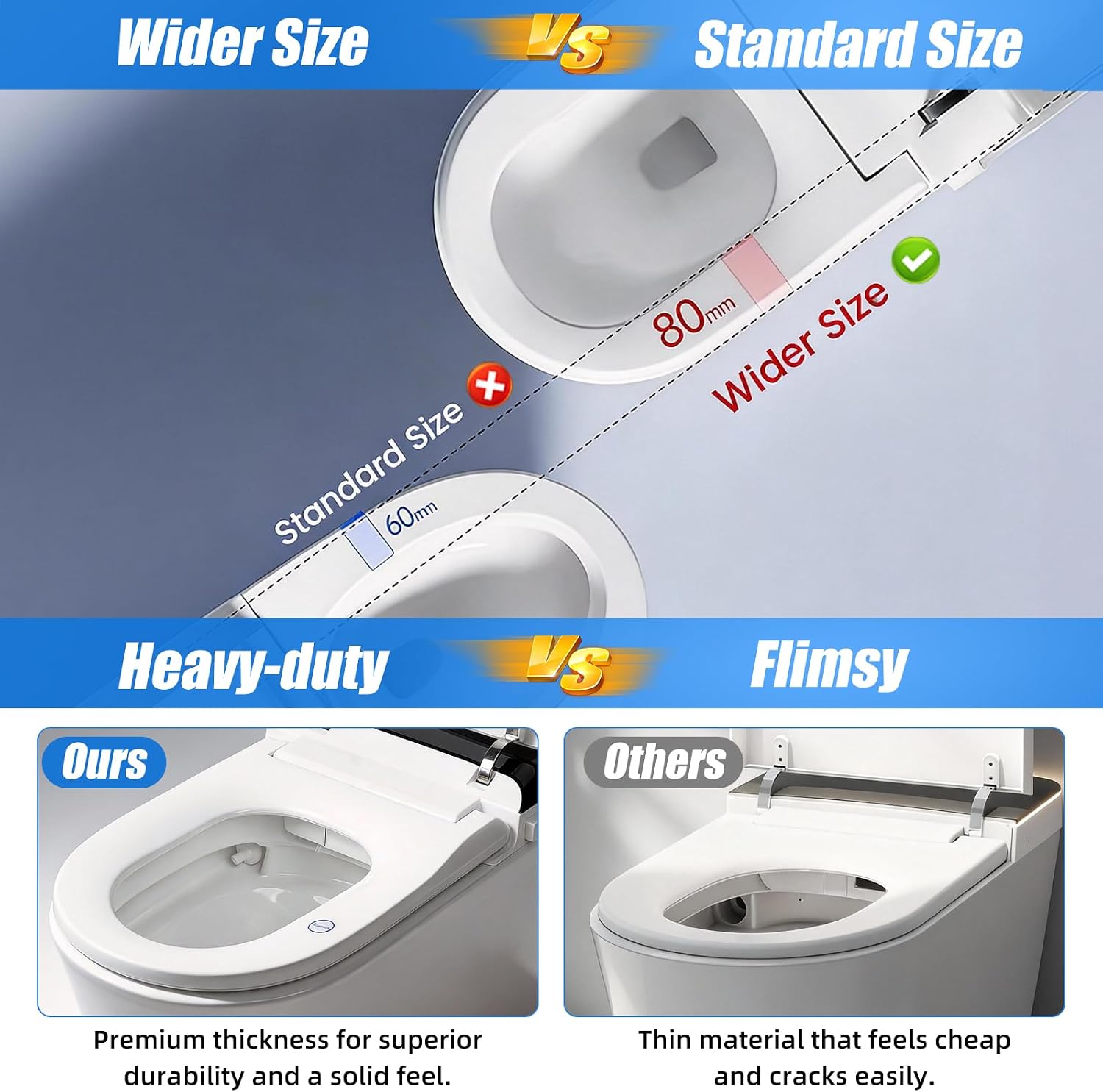 Smart Toilet with Bidet Built In, Auto Open, Heated Seat & Dual Auto Flush, Foot Sensor, Tankless Modern Elongated Electric Toilet with Warm Water Wash, Air Dryer, LED Display & 1000g MaP Flush