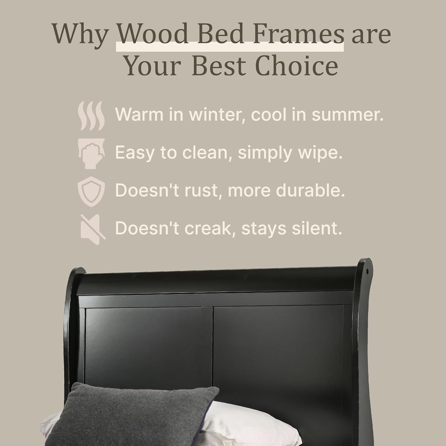 Furniture of America Louis Philippe Traditional Wood Bed Frame with Headboard and Footboard, Elegant Sleigh Design Bedframe for Bedroom, Guest Room, Easy Assembly, Box Spring Required, Queen, Black