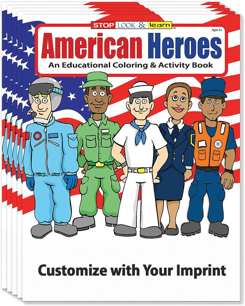 ZOCO – Patriotic Custom Coloring & Activity Books for Kids (250 Bulk Pack, Without Crayons) – American Heroes Theme for 4th of July, Veterans Day & Military Events