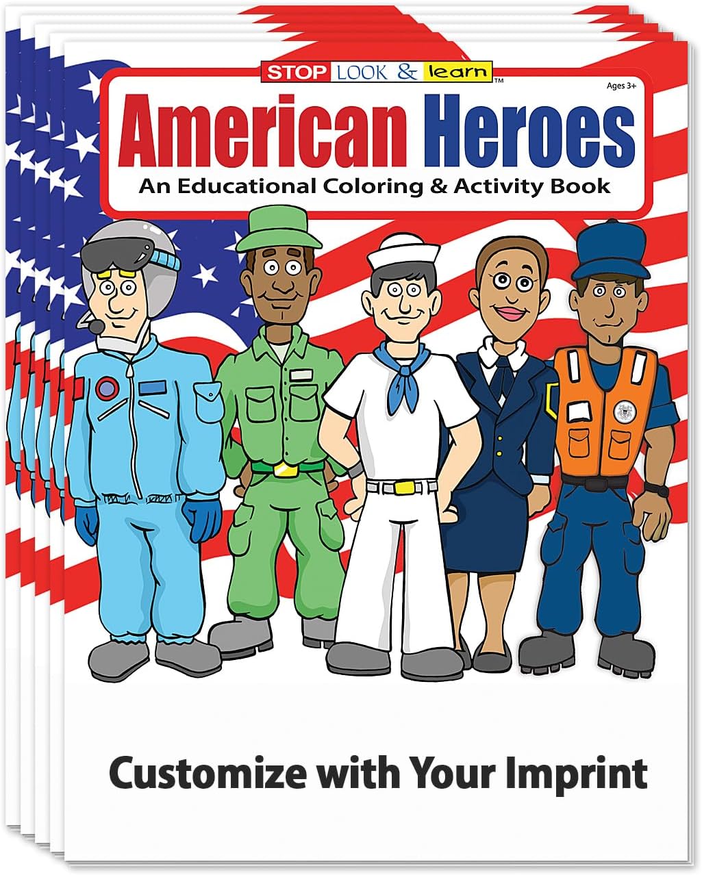 ZOCO – Patriotic Custom Coloring & Activity Books for Kids (250 Bulk Pack, Without Crayons) – American Heroes Theme for 4th of July, Veterans Day & Military Events