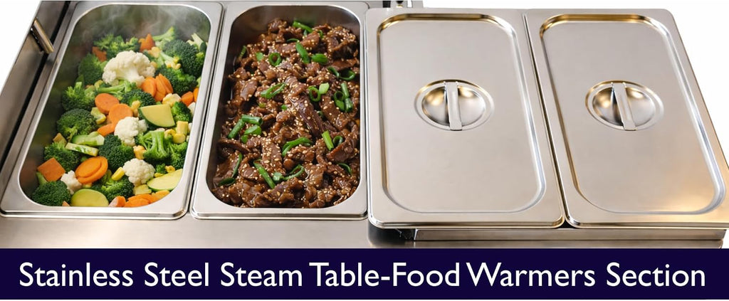 Stainless Steel Propane Deep Fryer and Griddle Grill-4 in 1-Deep Fryer-Steamers Food Warmers-Ideal for Burger Grill, Fries, and Chicken Wings Station-Taco Cart-With Hose & Regulator + Thermometer