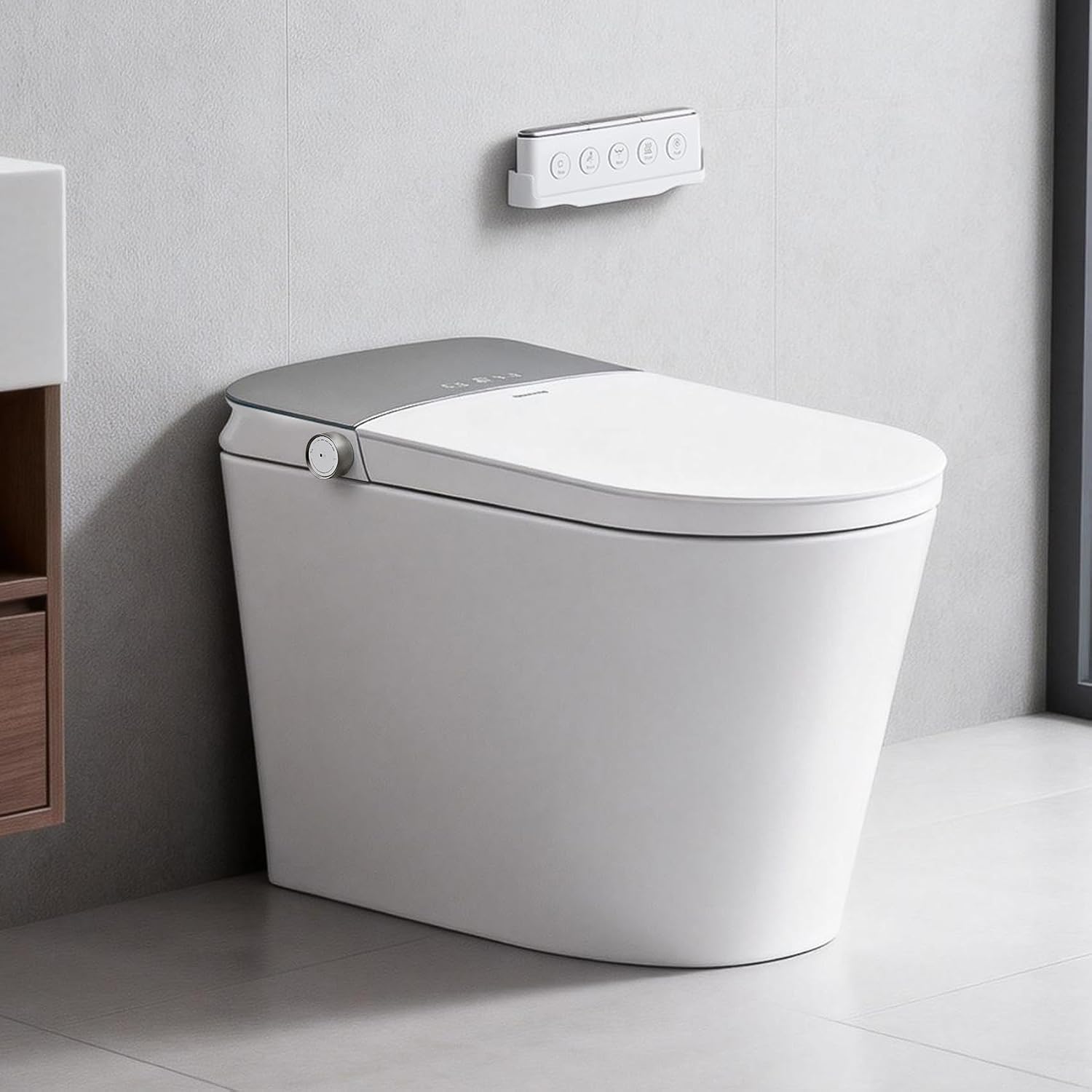 Smart Toilet with Bidet Built-in - ADA Height, Foot Sensor Lid Open & Close, One Piece Bidet Toilet with Tank and Pump, 12' Rough-in Toilet Bidet, RKS-X700