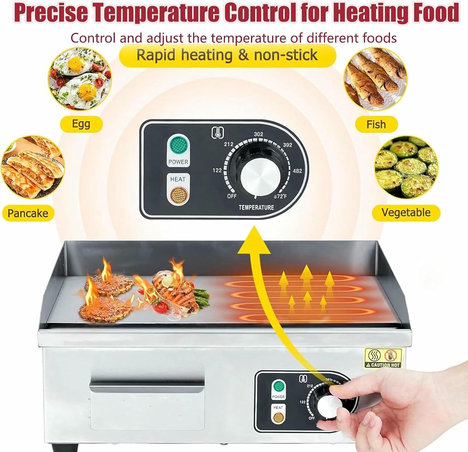 Commercial Electric Griddle, Countertop Flat Top Outdoor Griddles Hotplate BBQ Grill Mild Steel Steaks Business Catering Grill,