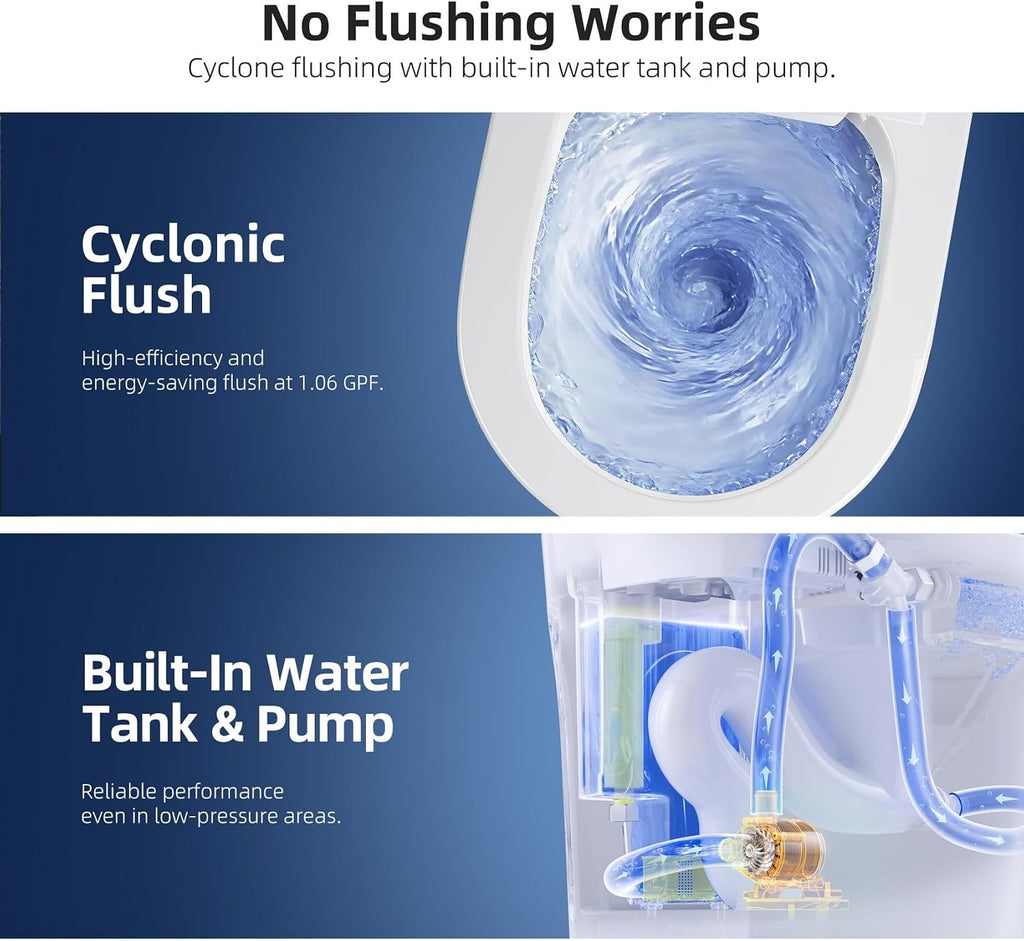 Smart Toilet with Bidet, ADA Comfort Height, UV-C Light, Foam Shield, Auto Open Close & Men's Urinal Auto Flush, Elongated Heated Seat, One Piece Bidet Toilet with Tank, RKS-X700 MAX