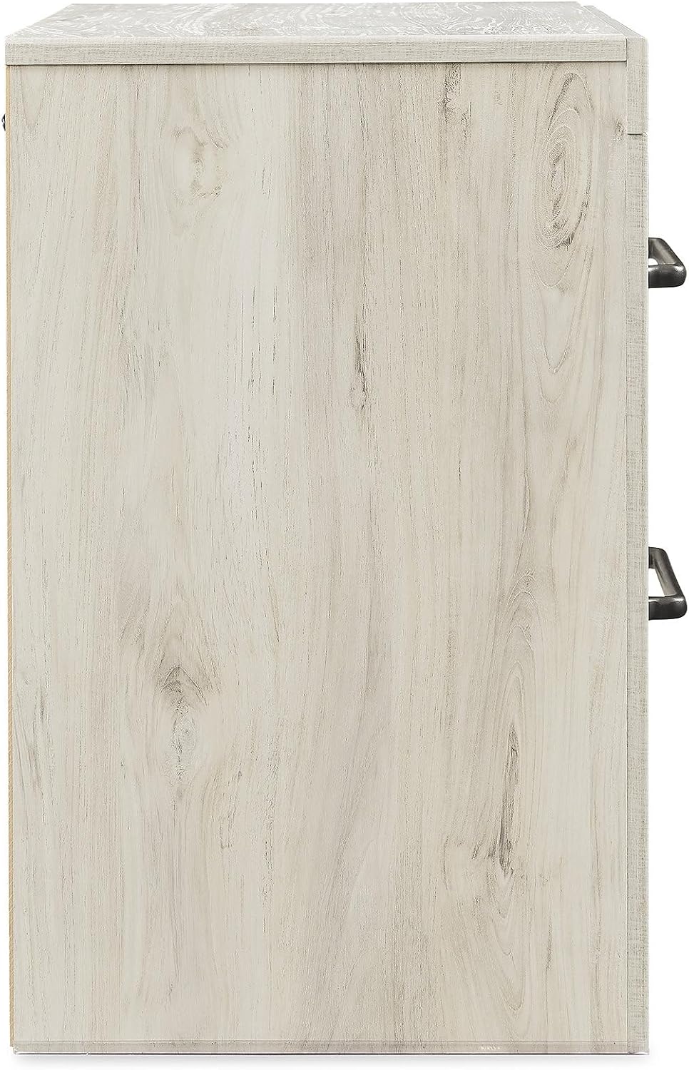 Signature Design by Ashley Cambeck Farmhouse Industrial 2 Drawer Two Drawer Nightstand with 2 Slim-Profile USB Charging Stations, 24.37' Tall, Whitewash