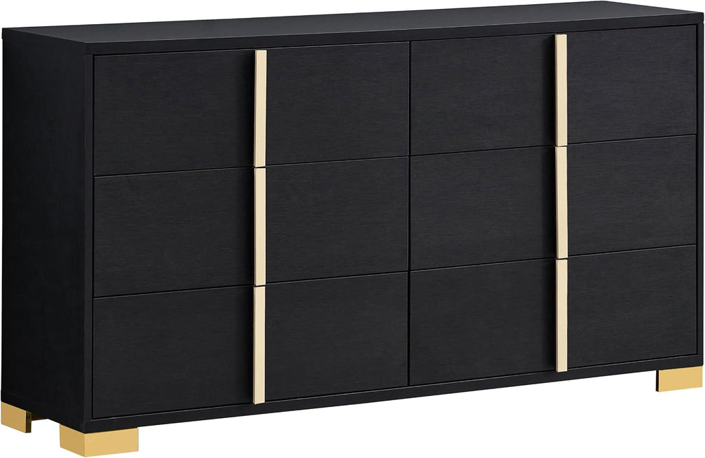 Coaster Home Furnishings Marceline Contemporary 5-Piece Bedroom Set Queen Size LED Panel Bed Frame 51-inch Headboard Black 222831Q-S5