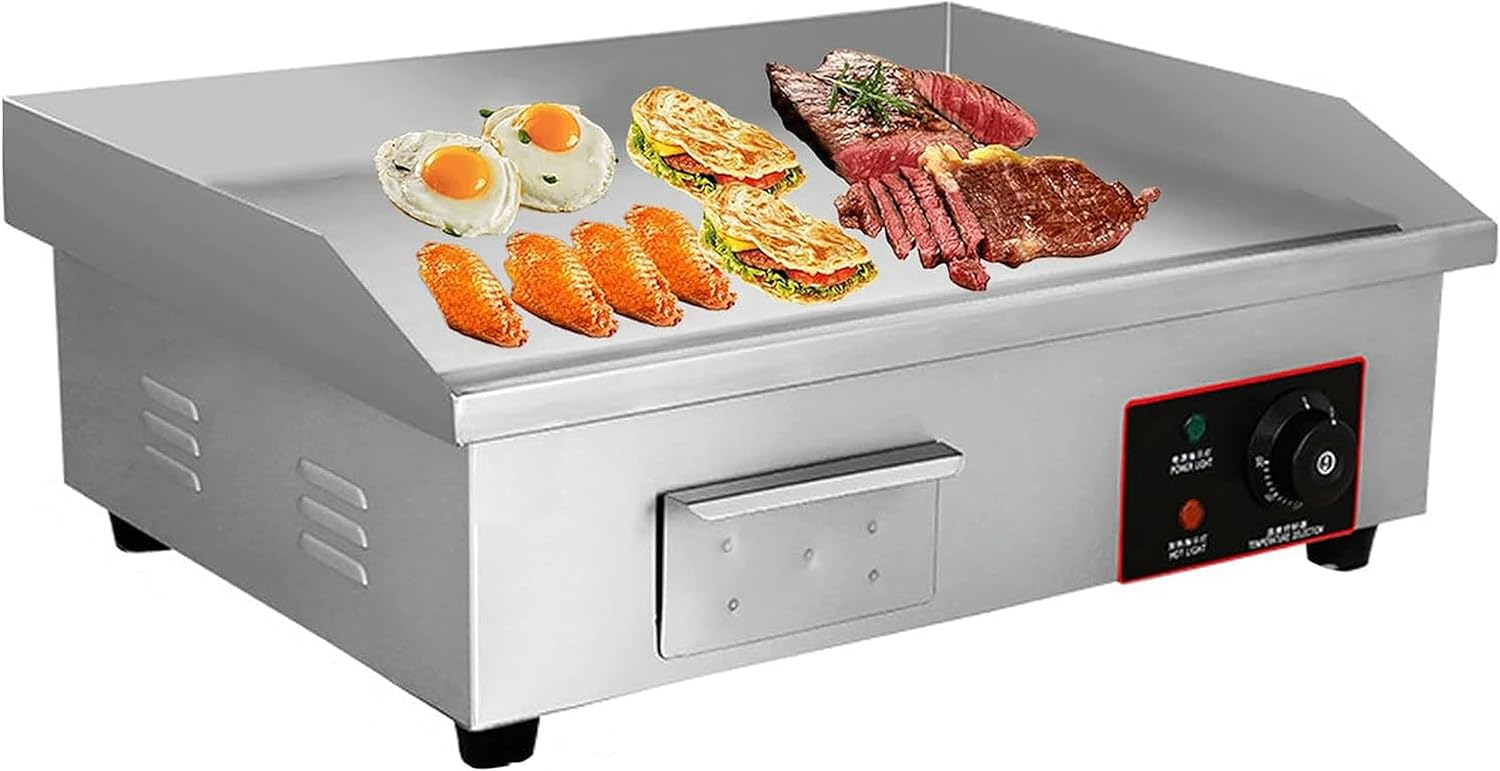 Commercial Electric Griddle Stainless Steel Full Flat Hotplate BBQ Hotplate, Large Griddle Hot Cooking Plate with Temperature Control, Efficient Nonstick Electric Griddle for Home Barbecue