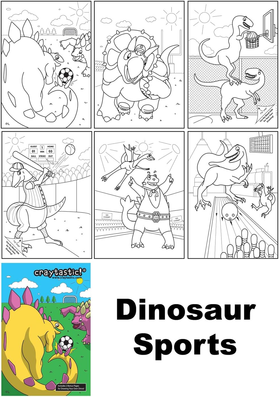 Craytastic! 576-Count Premium Bulk Coloring Books for Kids Variety Assortment Party Packs (160 Dinosaur, 160 Ocean and 160 Land Animals) 5' x 7' Each