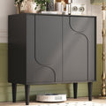 Easyego 31.5″ Mid Century Modern Sideboard Buffet Cabinet, Black Wood Accent Storage with 2 Doors & Adjustable Shelves for Living Room, Entryway, Dining Room