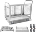 2200lbs 4in1 Platform Truck with Cage, Heavy Duty Stainless Steel Flatbed Cart with 6' 360° Rotation Wheels, Durable&Portable Platform Truck Cart, Push Dolly for Industrial, Garage&Warehouse