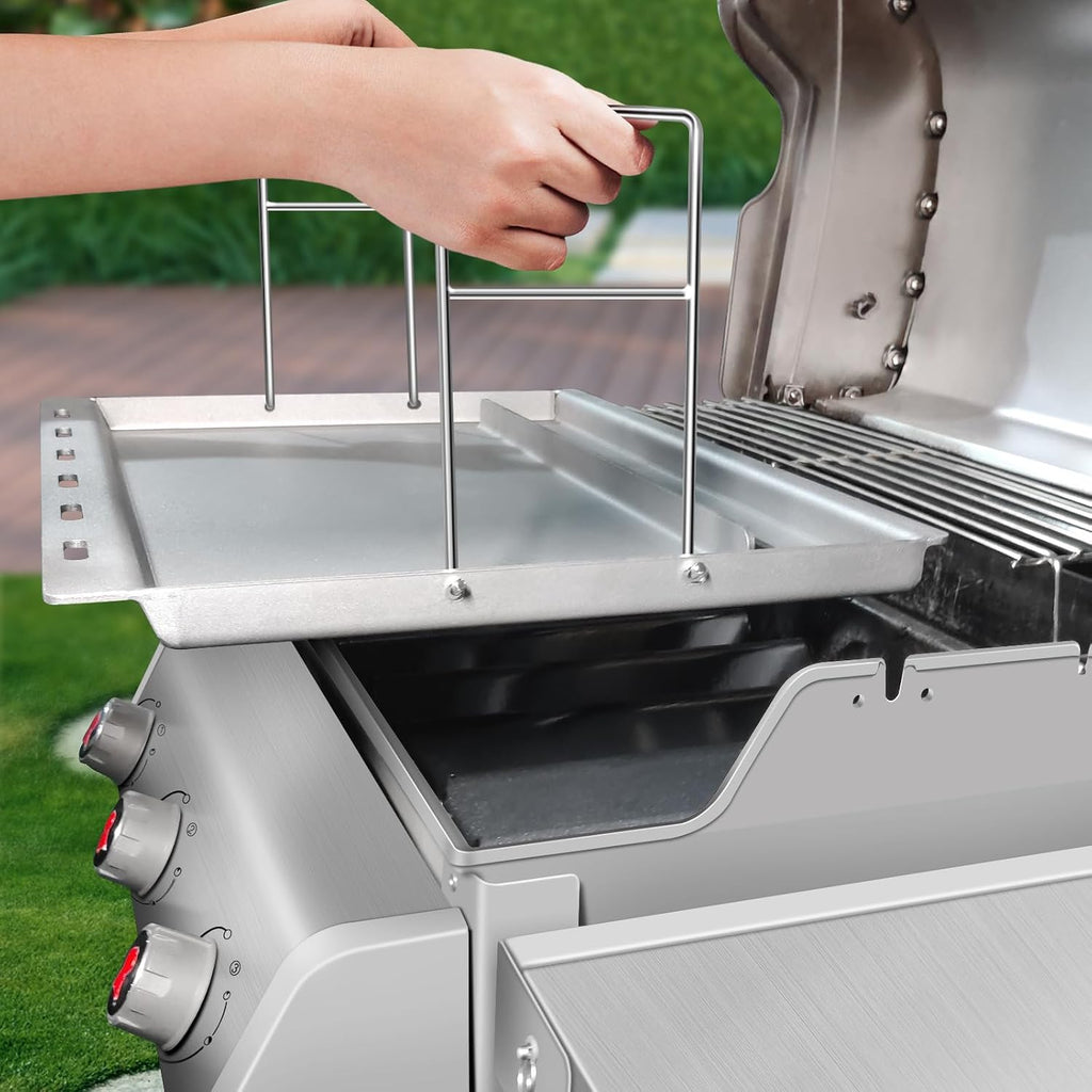 Utheer 69787 18 Inch Grill Burner and 6787 Cast Iron Griddle for Weber Spirit 300 Series, Stainless Burner Tube and Full Size Griddle Insert for Weber Spirit E310 S310 E320 S320 E330 S330 SP330