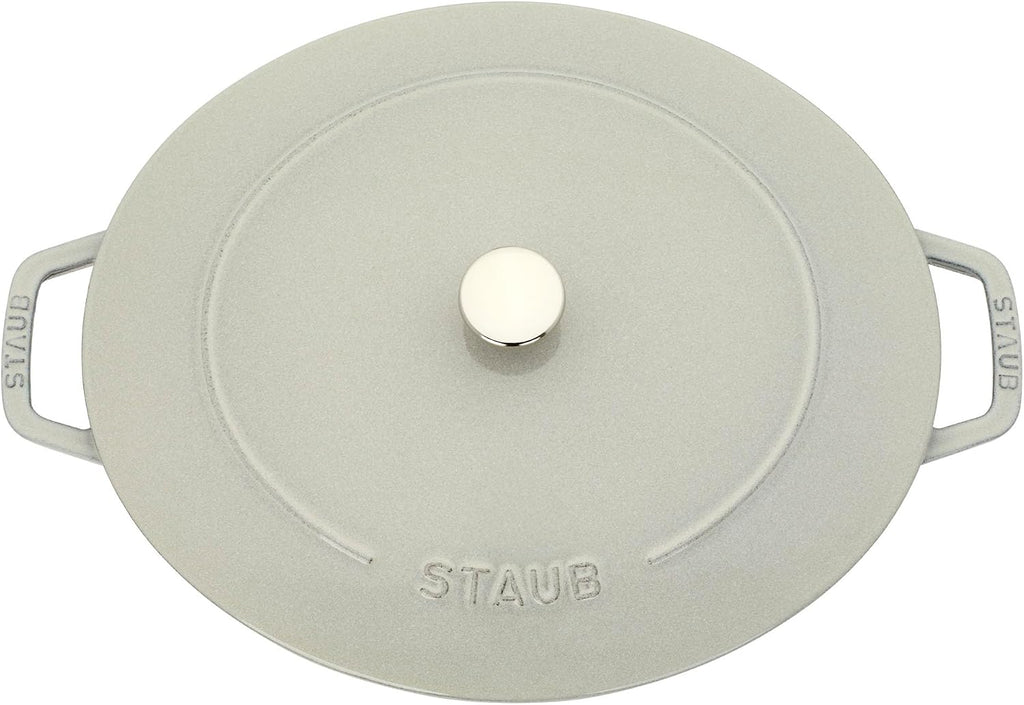 Staub Cast Iron 6.25-qt Shallow Oval Dutch Oven - White Truffle