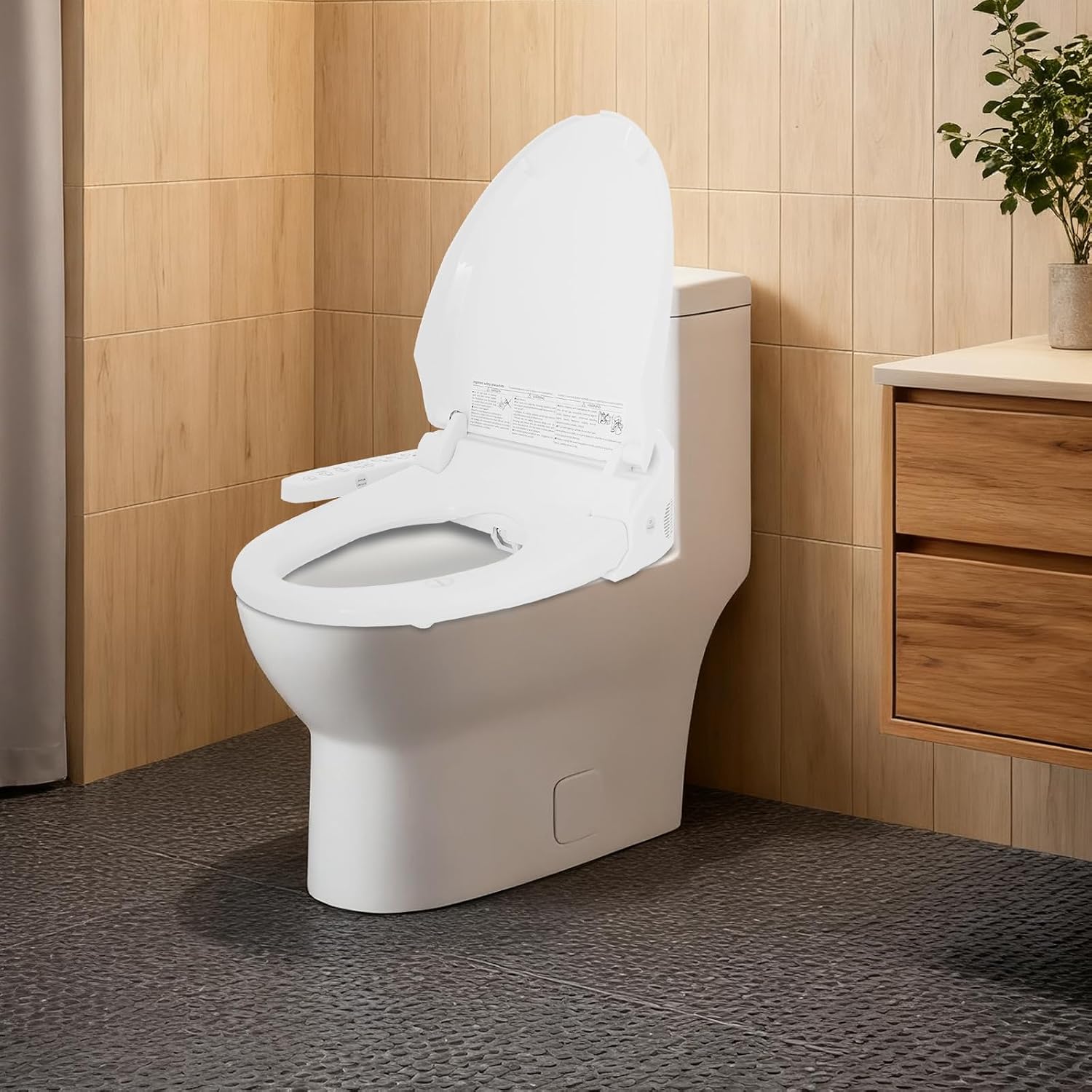 Toilet Seats, Bidet Toilet Seat Elongated, Smart Heated Water Luxury, Electronic Heated Bidet Toilet Seat with Long Power Cord, Smart Touch Panel, Nightlight, Temperature Controlled Wash