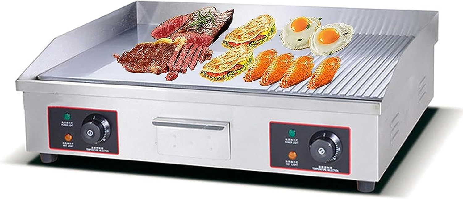 Commercial Electric Griddle Stainless Steel Full Flat Hotplate BBQ Hotplate, Large Griddle Hot Cooking Plate with Temperature Control, Efficient Nonstick Electric Griddle for Home Barbecue